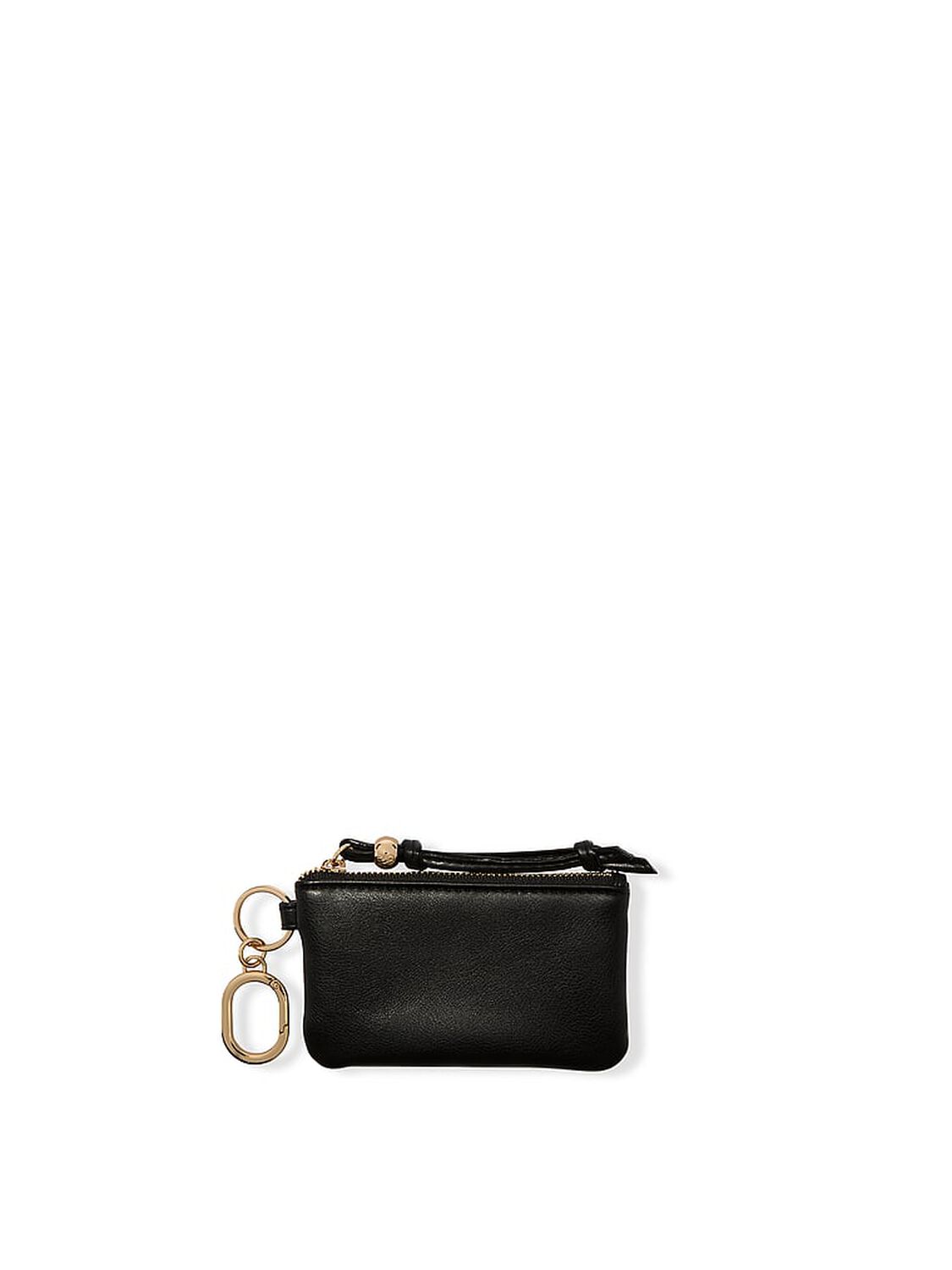 vs Victoria's Secret Zip Coin Purse Keychain Black Nappa 2 of 2 