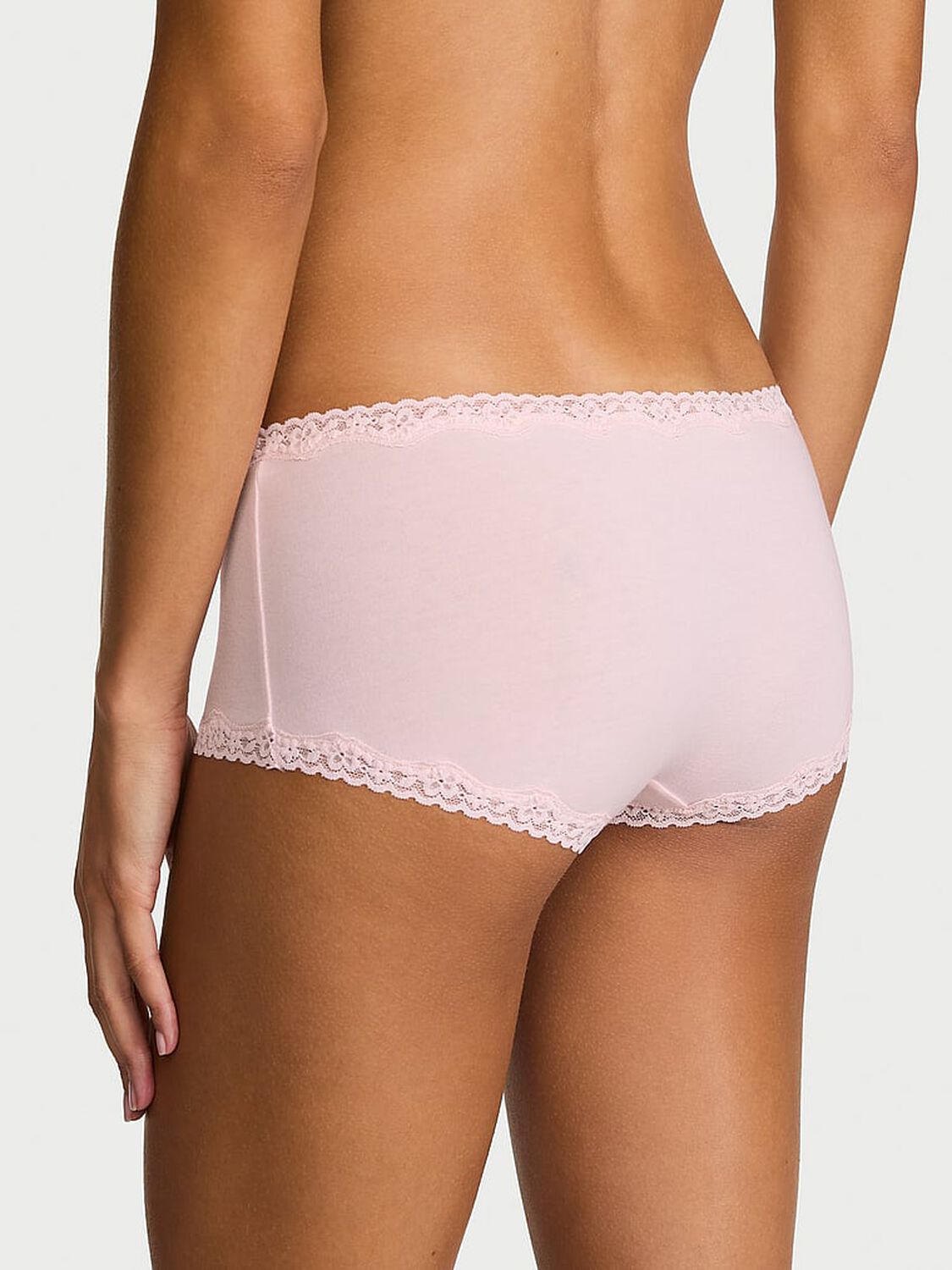 vs Lace Trim Cotton Lace-Trim Boyshort Panty 2 of 2 