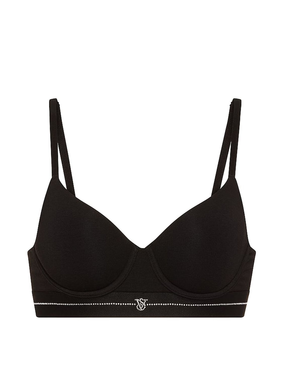 vs The T-Shirt Signature Shine Cotton Lightly Lined Demi Bra Black 3 of 3 