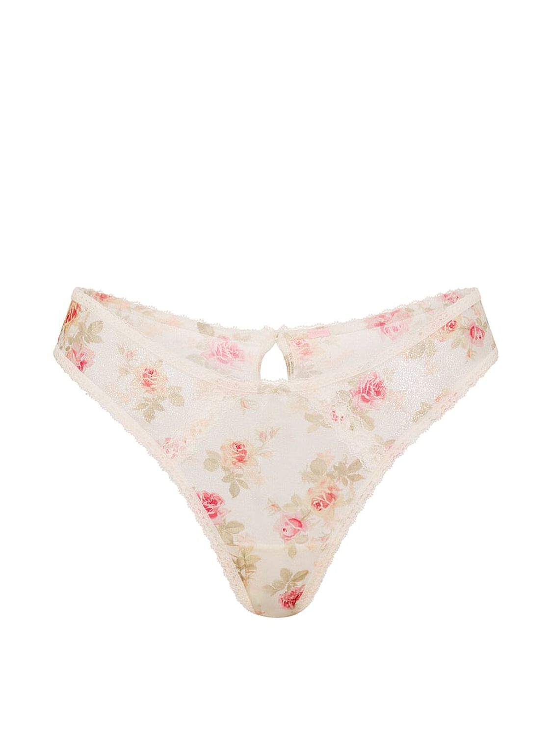 vs Dream Angels Sheer Shimmer Lace-Trim Brazilian Panty Floral Print 3 of 3 