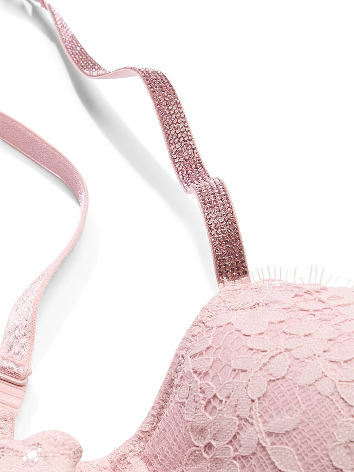 vs Dream Angels Twinkle Strap Lace V-String Panty Chalk Rose 4 of 4 
