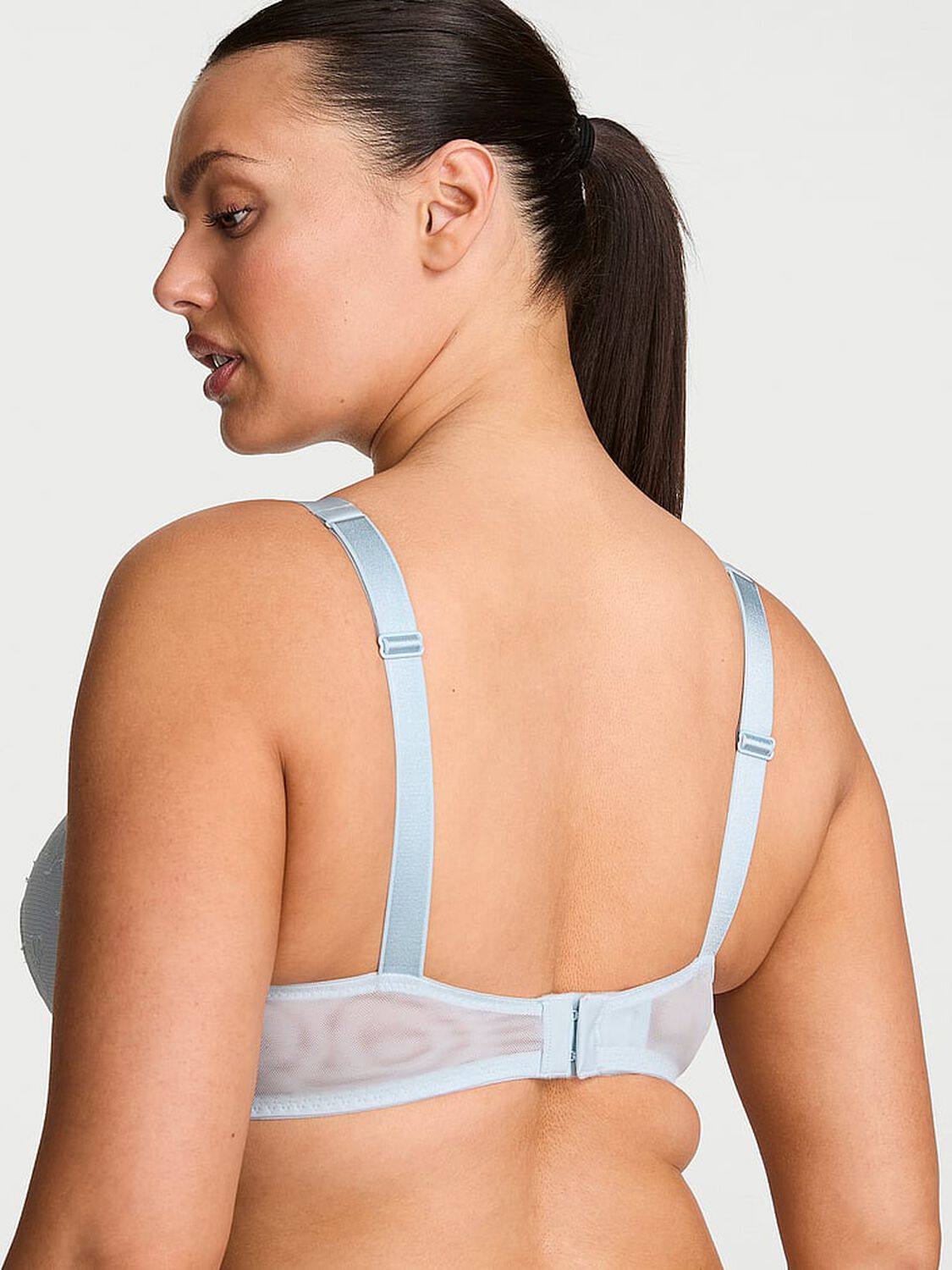 vs Very Sexy Bombshell Add-2-Cups Shine Strap Rose Lace Push-Up Bra Linen Blue 2 of 3 
