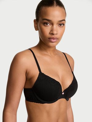 Perfect Shape Cotton Lace-Trim Push-Up Bra