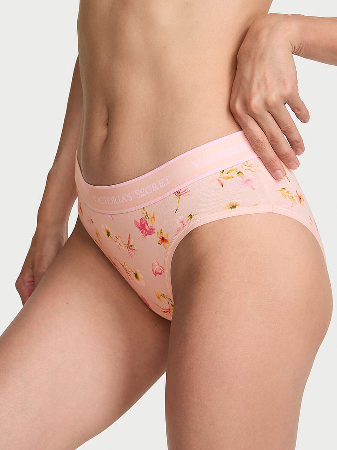 vs Cotton Logo Cotton Hiphugger Panty Pink Tint Floral 1 of 2 