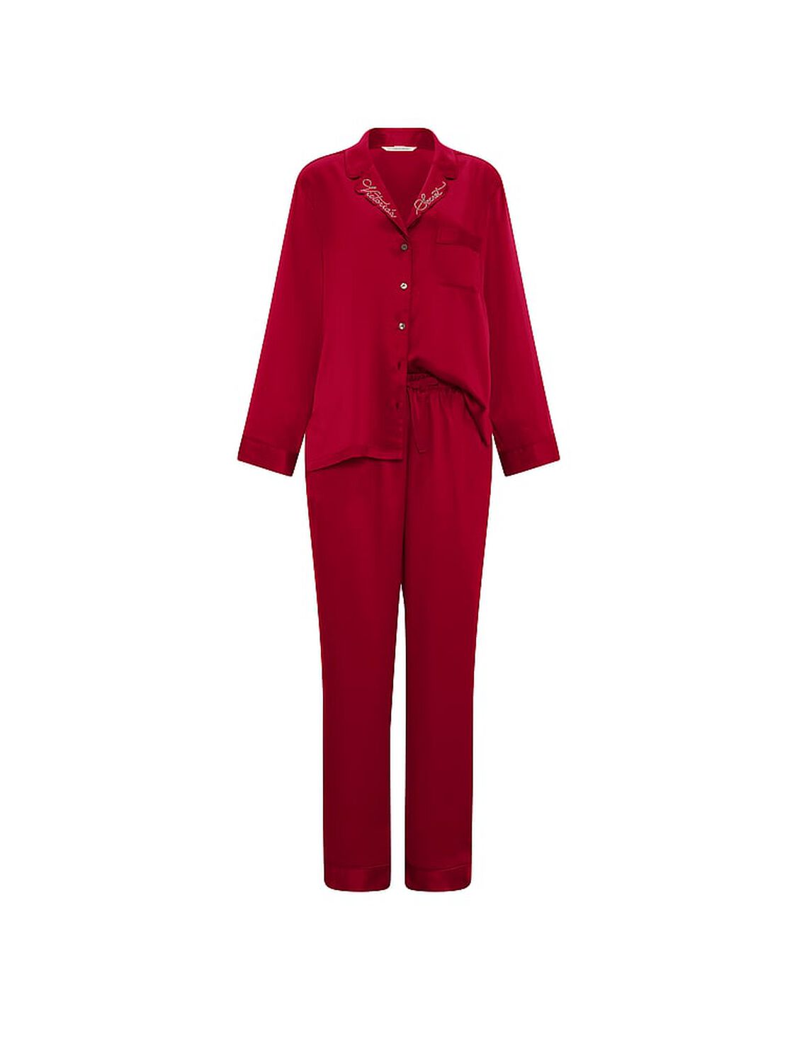 vs Victoria's Secret Signature Satin Long Pajama Set Red Lacquer 3 of 3 