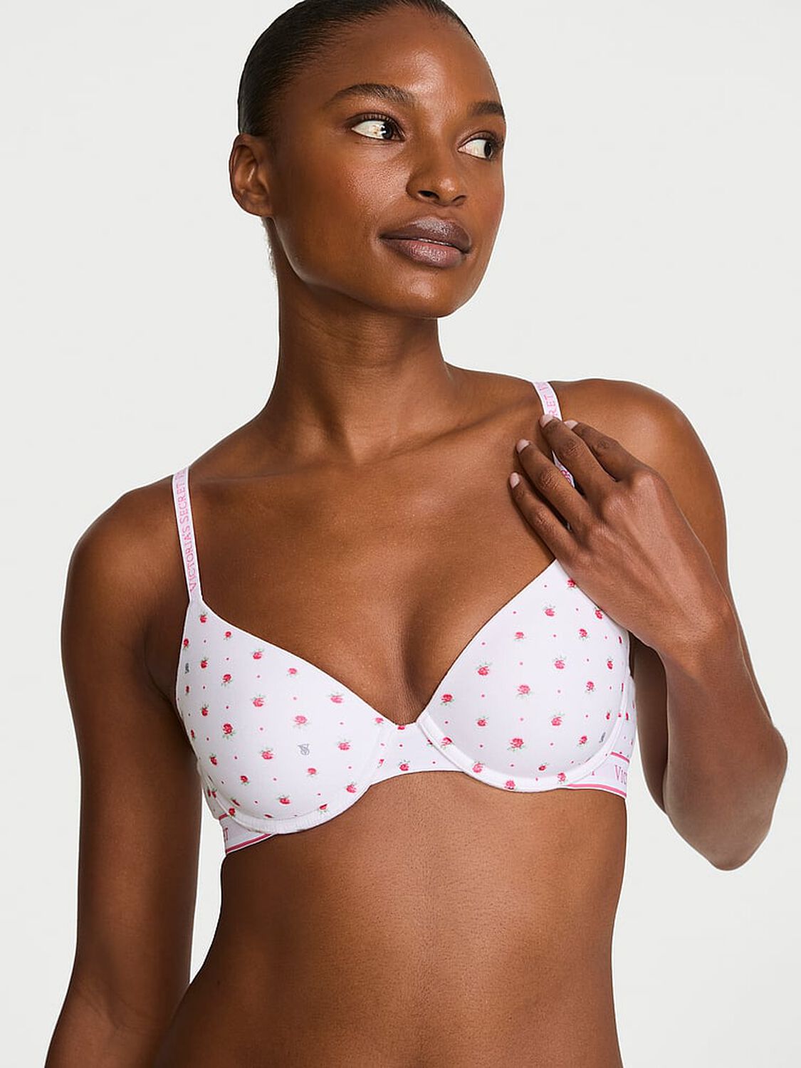 vs The T-Shirt Cotton Lightly Lined Demi Bra Pink Ditsy Floral 1 of 2 