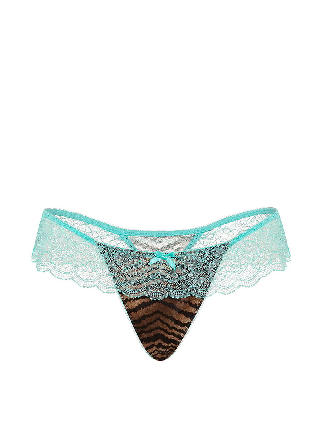 vs Victoria's Secret Tease Satin Lace-Trim Skirted Thong Panty Tiger Stripe 3 of 3 