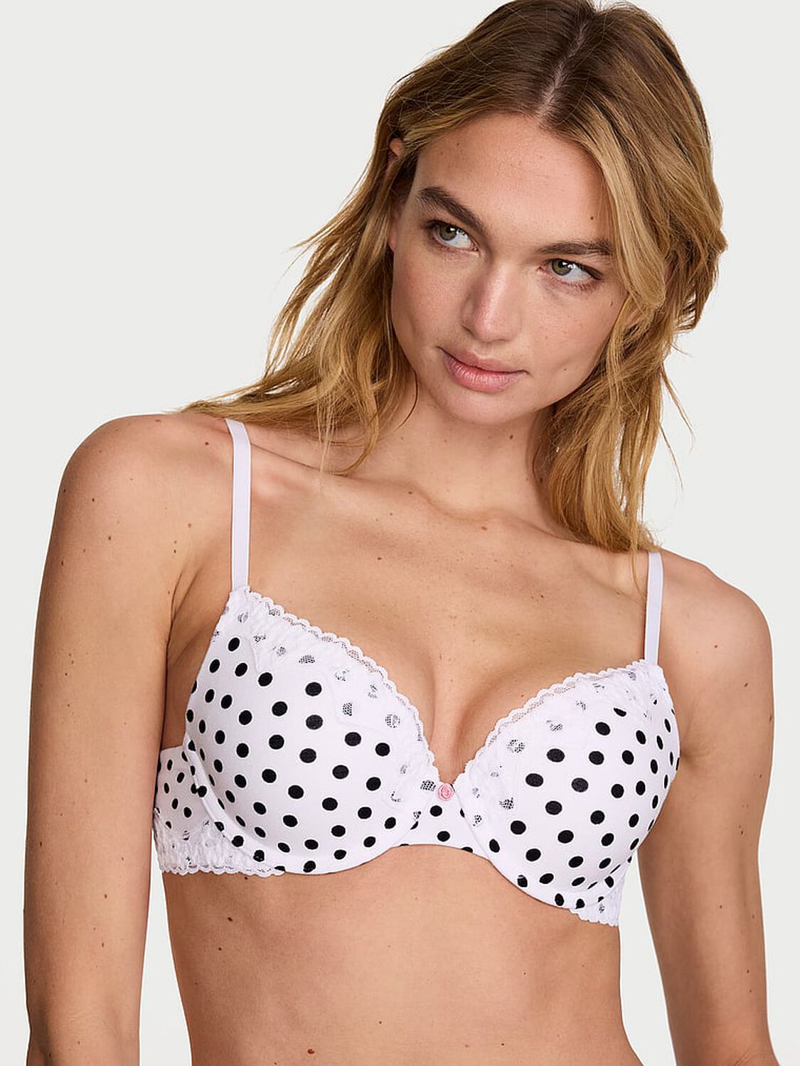vs The T-Shirt Perfect Shape Cotton Lace-Trim Push-Up Bra 1 of 3 