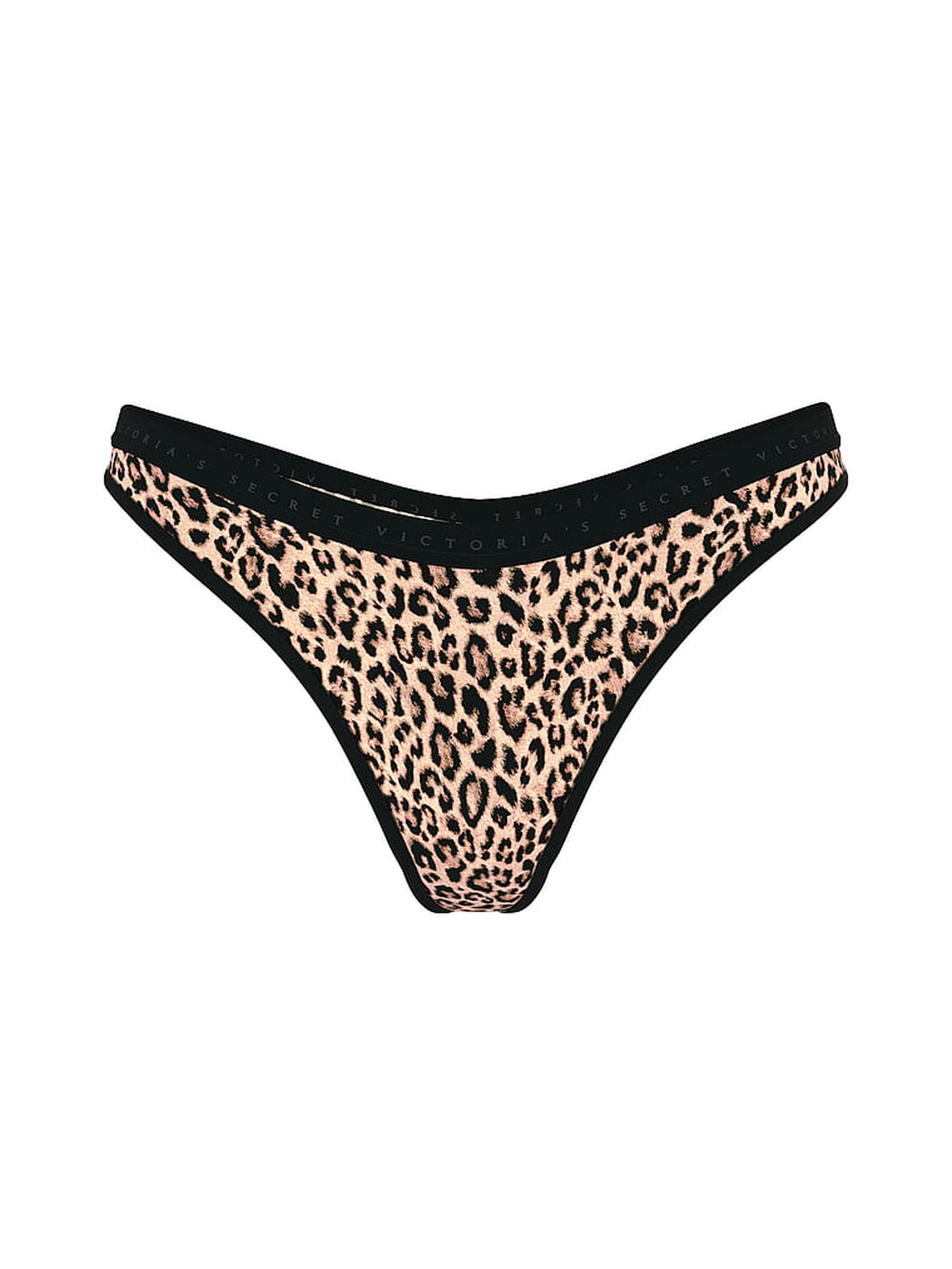 vs Victoria's Secret Stretch Cotton High-Leg Scoop Thong Panty Natural Leopard 2 of 3 