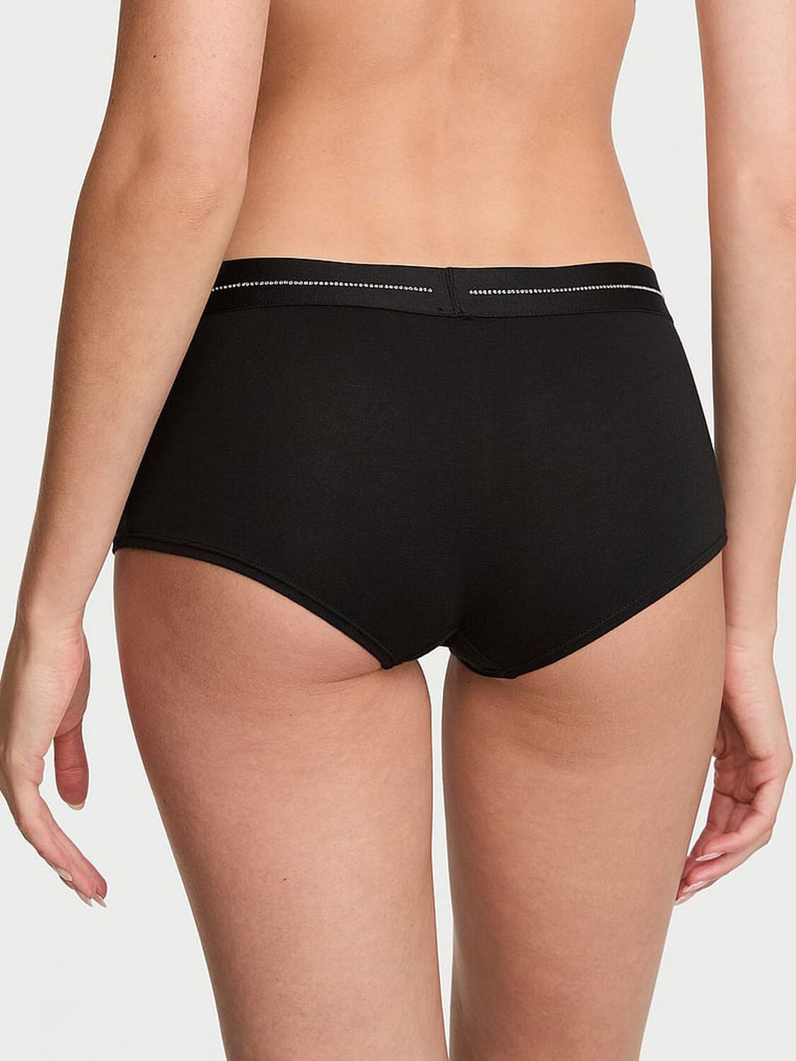 vs Cotton Shine Logo Cotton Boyshort Panty Black 2 of 3 