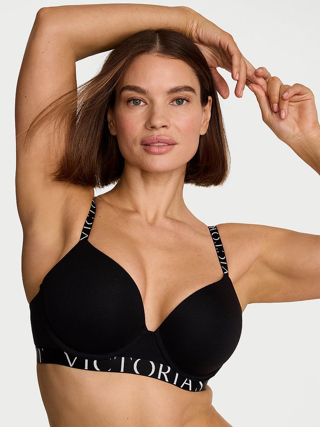 vs The T-Shirt Perfect Shape Cotton Exploded Logo Push-Up Bra Black 1 of 3 