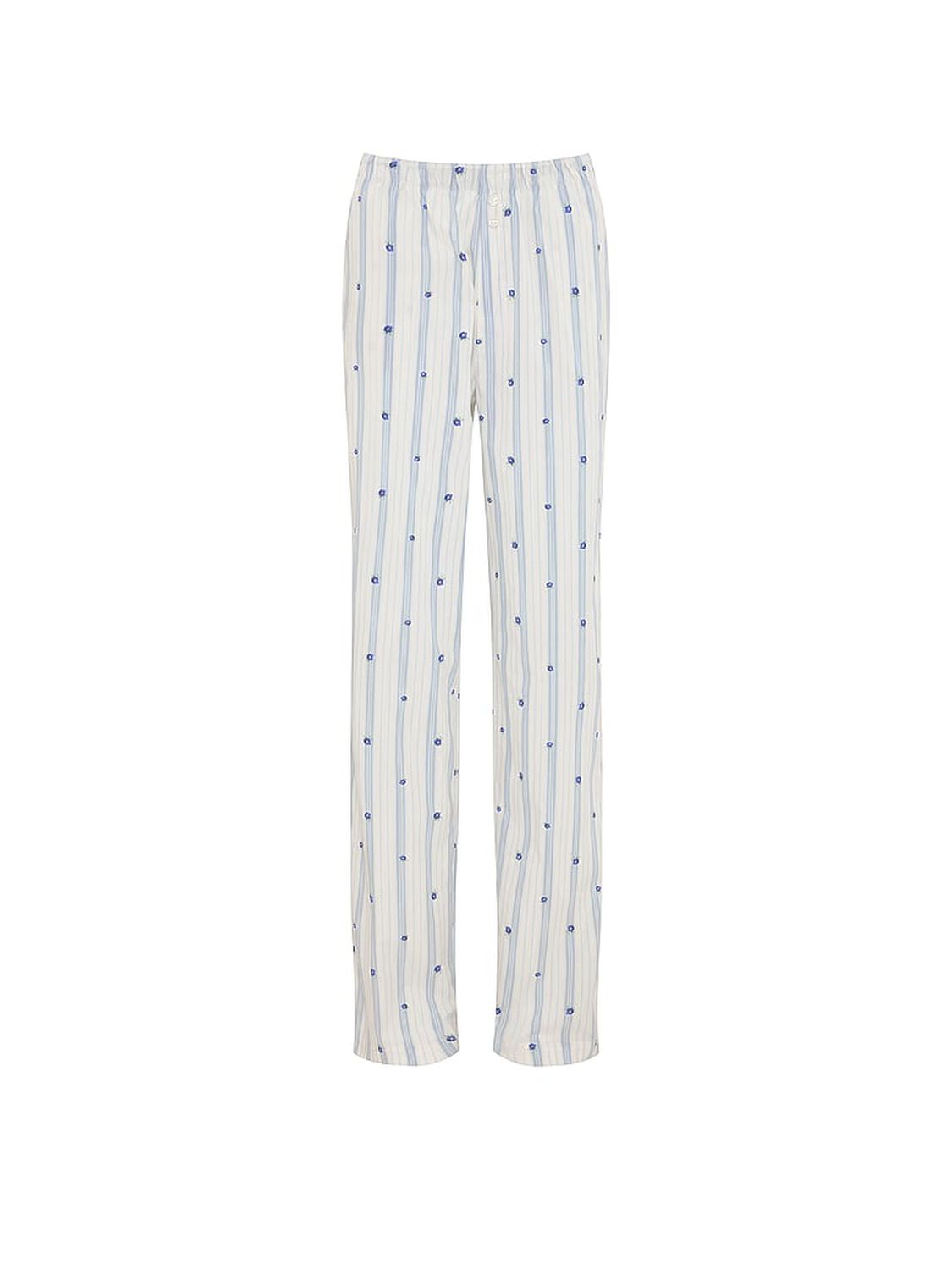 vs Victoria's Secret Mix & Match Sleep Heritage Cotton Pajama Pant Linen Blue Floral Stripes 3 of 3 