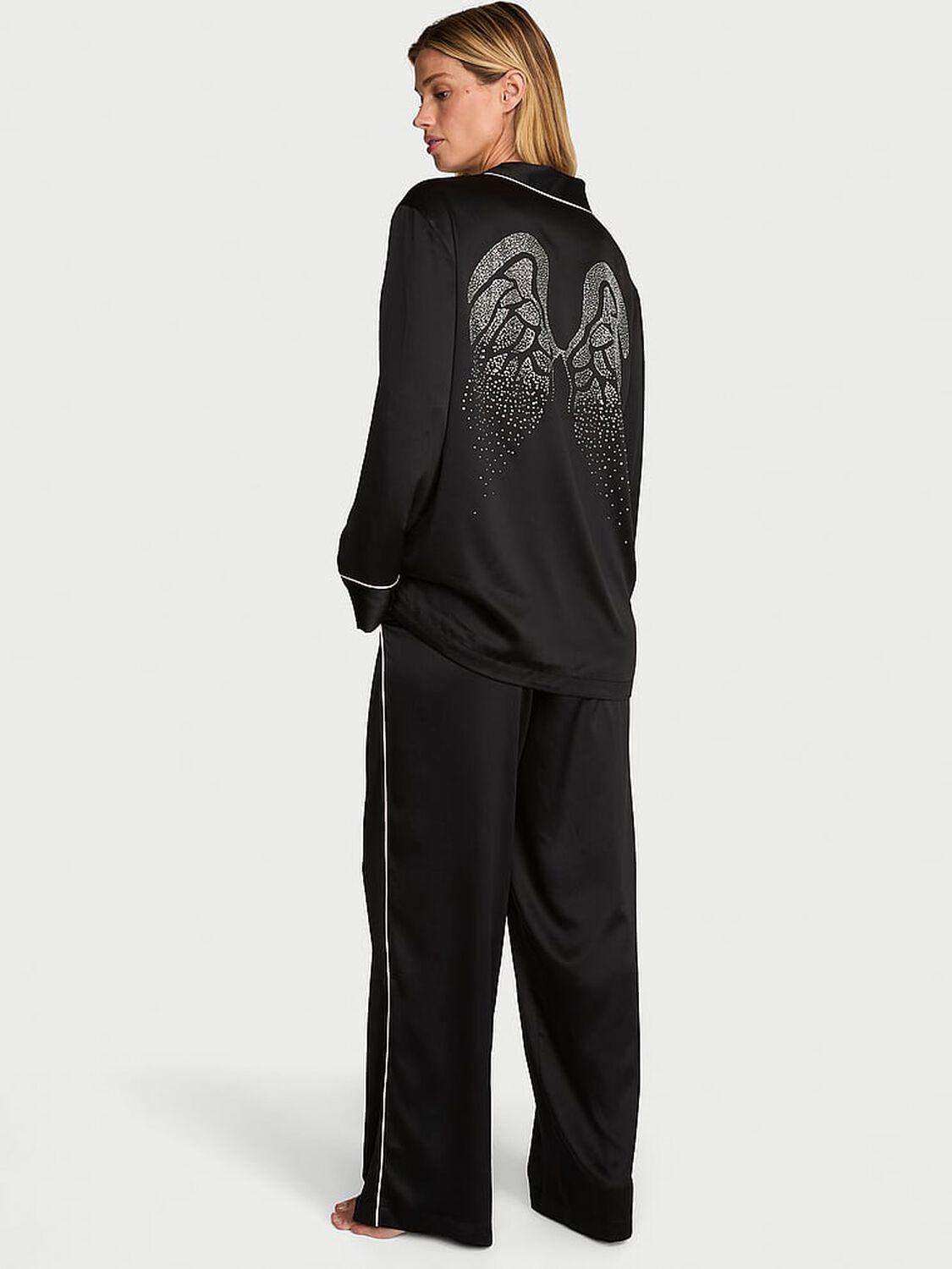 vs Victoria's Secret VSFS '26 Signature Satin Long Pajama Set Black 3 of 4 