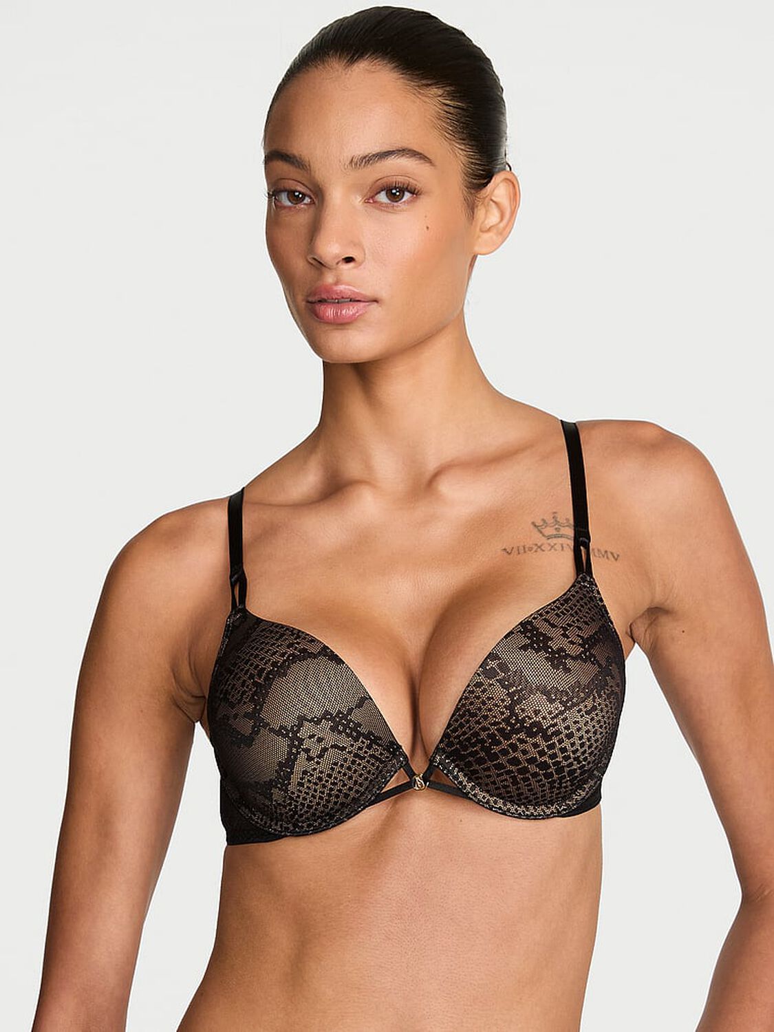vs Very Sexy Bombshell Add-2-Cups Viper Lace Push-Up Bra Black 1 of 2 