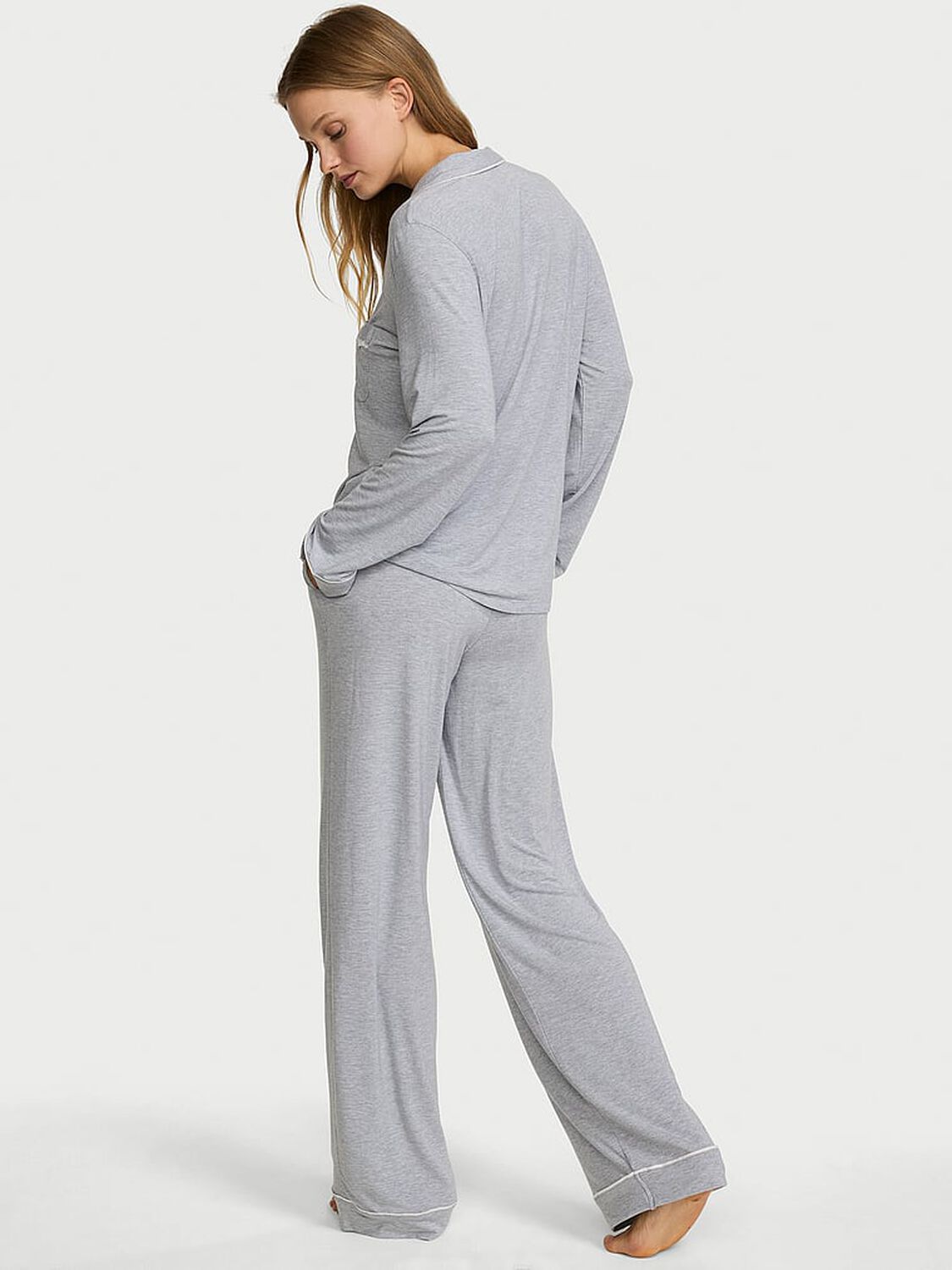 vs Victoria's Secret SoSoft&trade; Modal Long Pajama Set Medium Heather Grey 2 of 3 