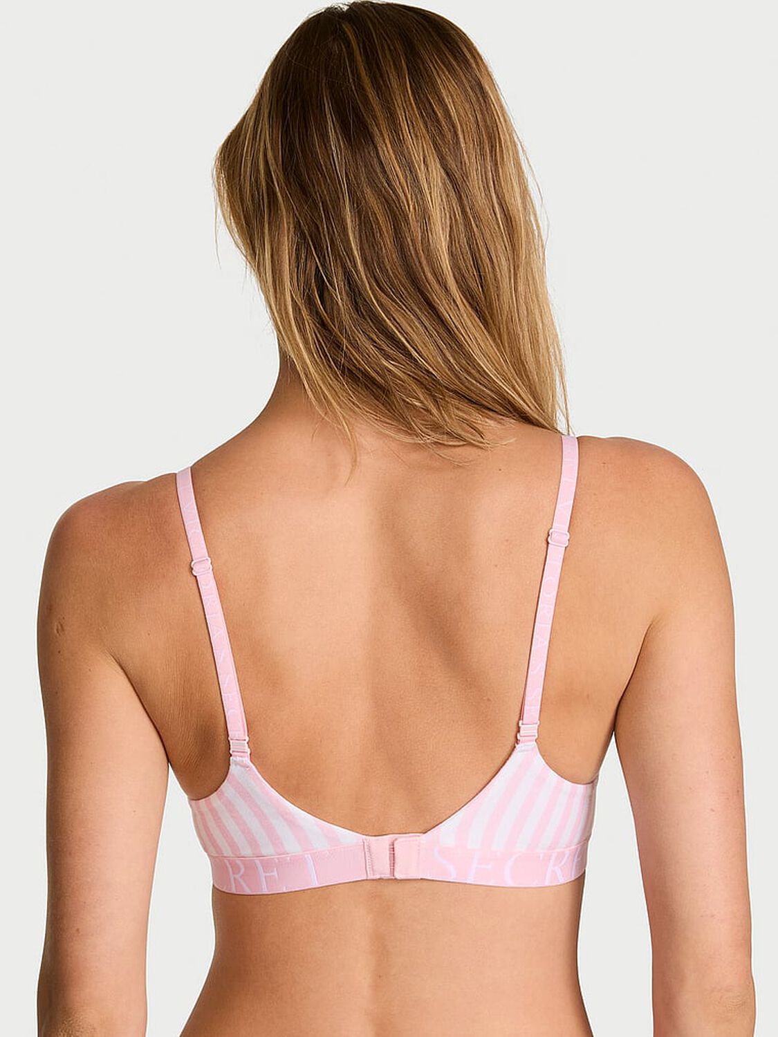vs The T-Shirt Cotton Exploded Logo Lightly Lined Demi Bra Pretty Blossom Stripes 2 of 2 