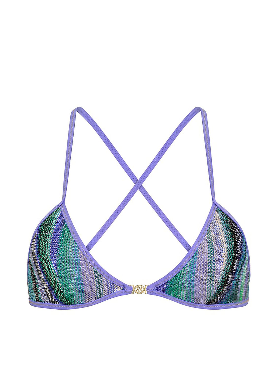 vs Victoria's Secret Swim Shimmer Stripe Knit Triangle Bikini Top Periwinkle Shimmer Stripes 3 of 3 