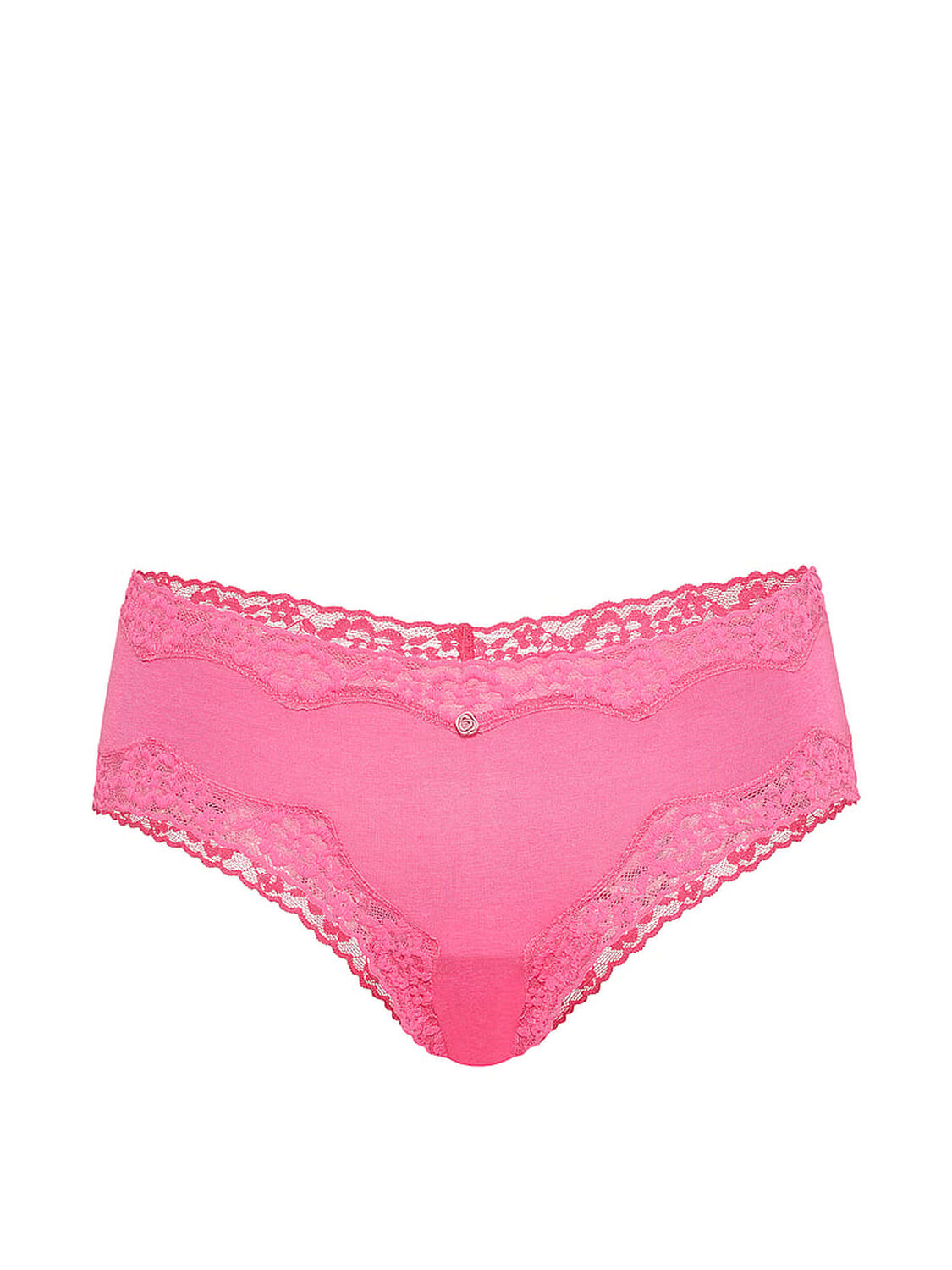 vs Lace Trim Cotton Lace-Waist Cheeky Panty Pink Radiance 3 of 4 