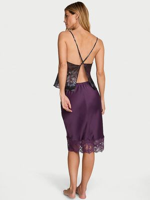 Satin Lace-Trim Skirt