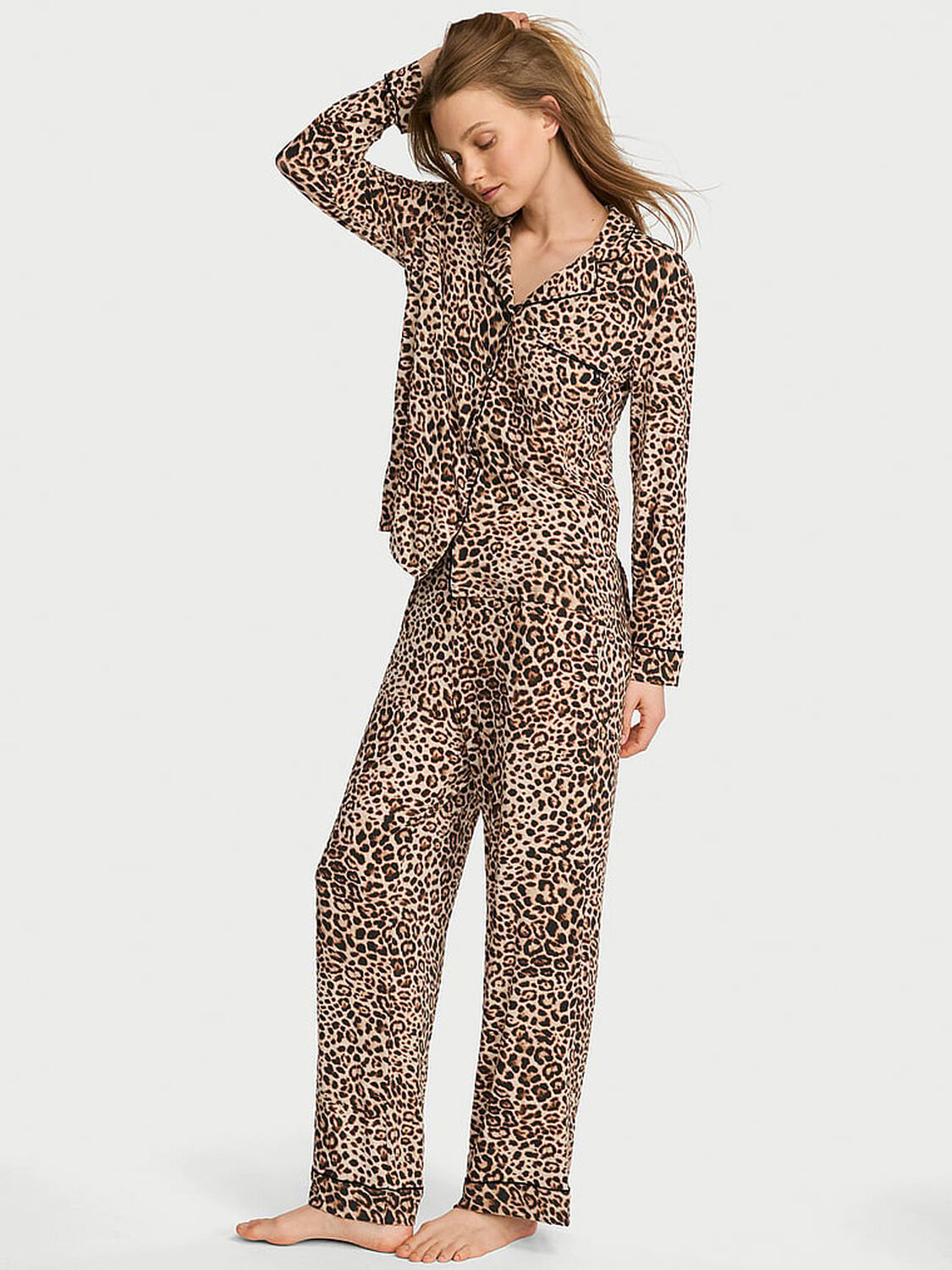 vs Victoria's Secret SoSoft&trade; Modal Long Pajama Set Leopard 1 of 3 