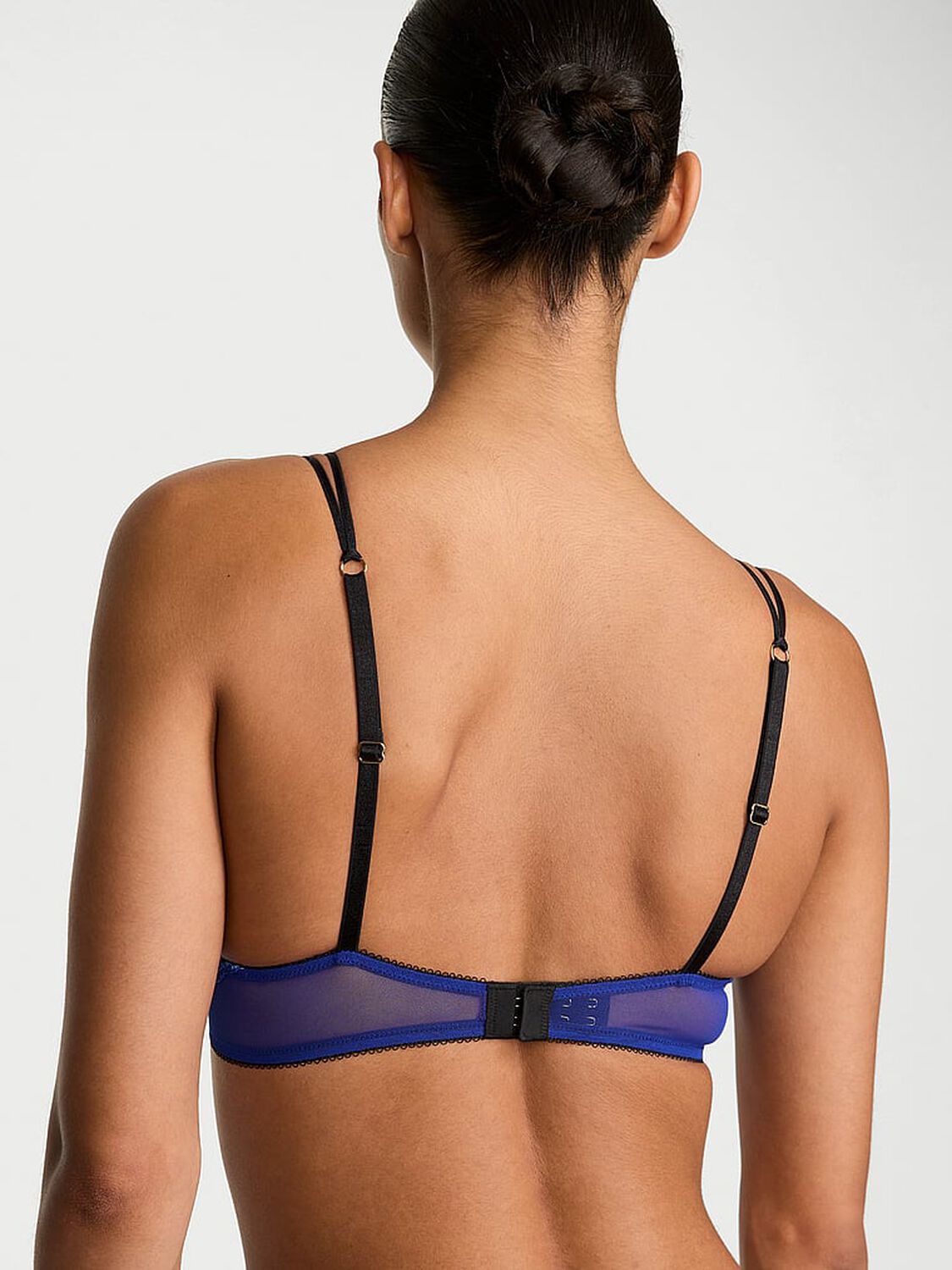 vs Very Sexy Party Floral Sequin Embroidery Lightly Lined Plunge Demi Bra Blue Party Floral 2 of 3 
