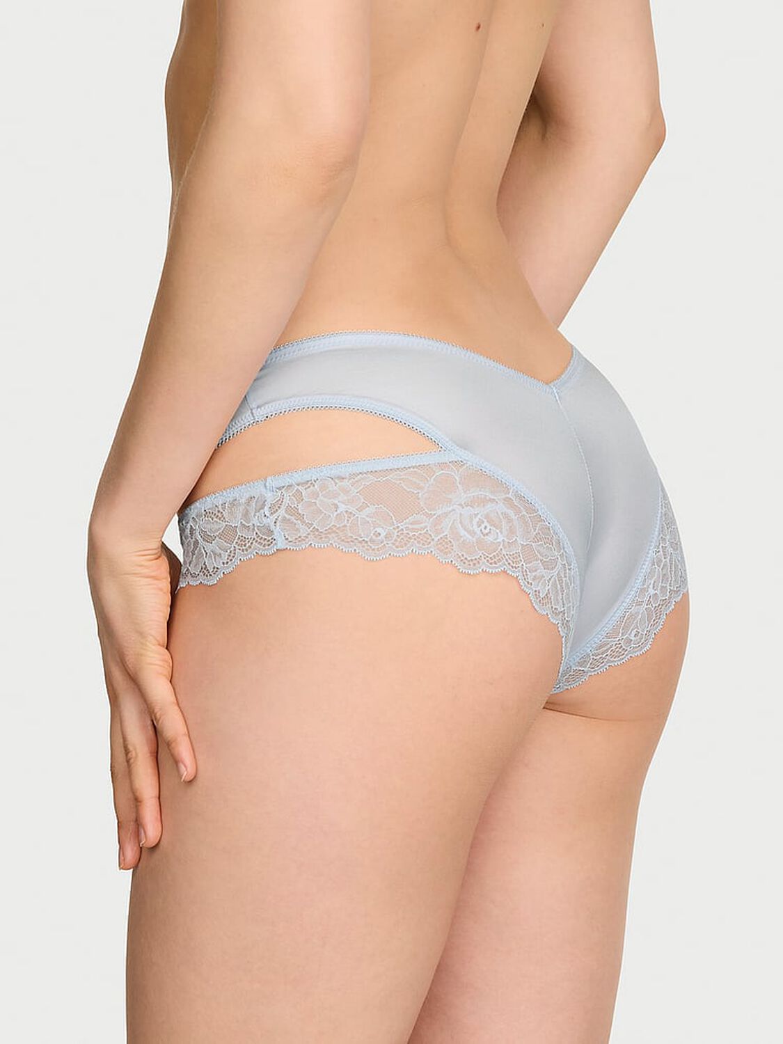 vs Very Sexy Rose Lace-Trim Cut-Out Cheeky Panty Linen Blue 2 of 3 