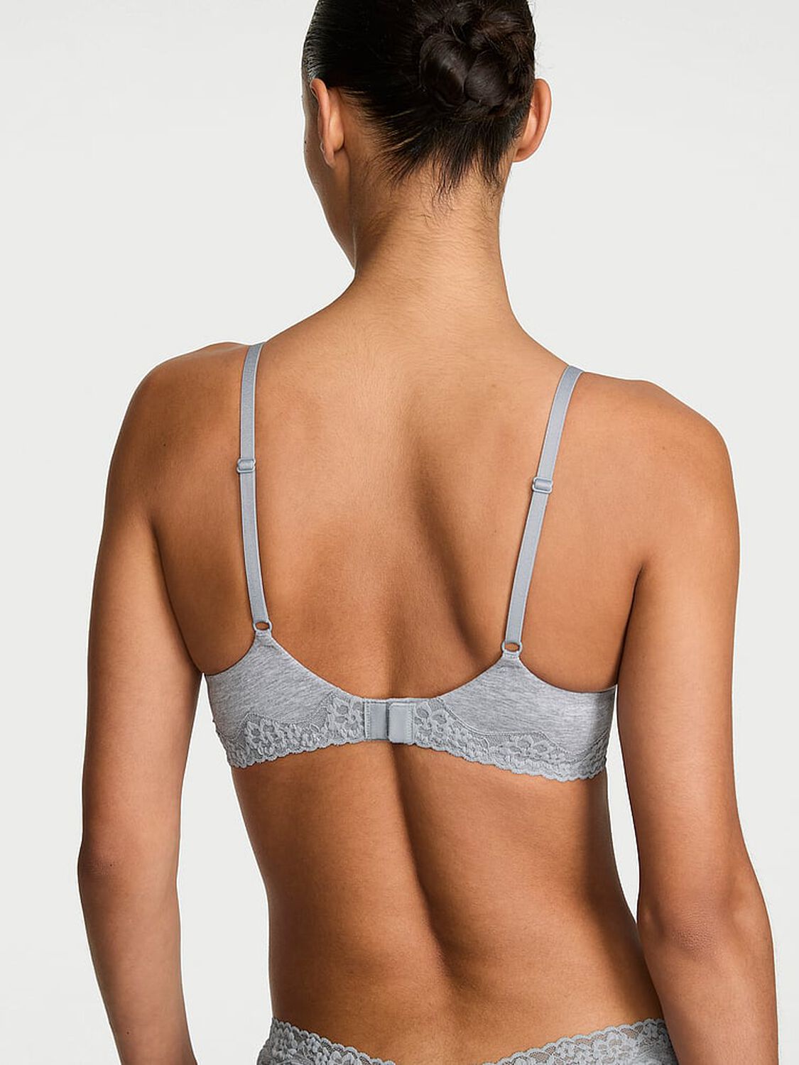 vs The T-Shirt Cotton Lace-Trim Lightly Lined Balconette Bra Medium Heather Grey 2 of 3 