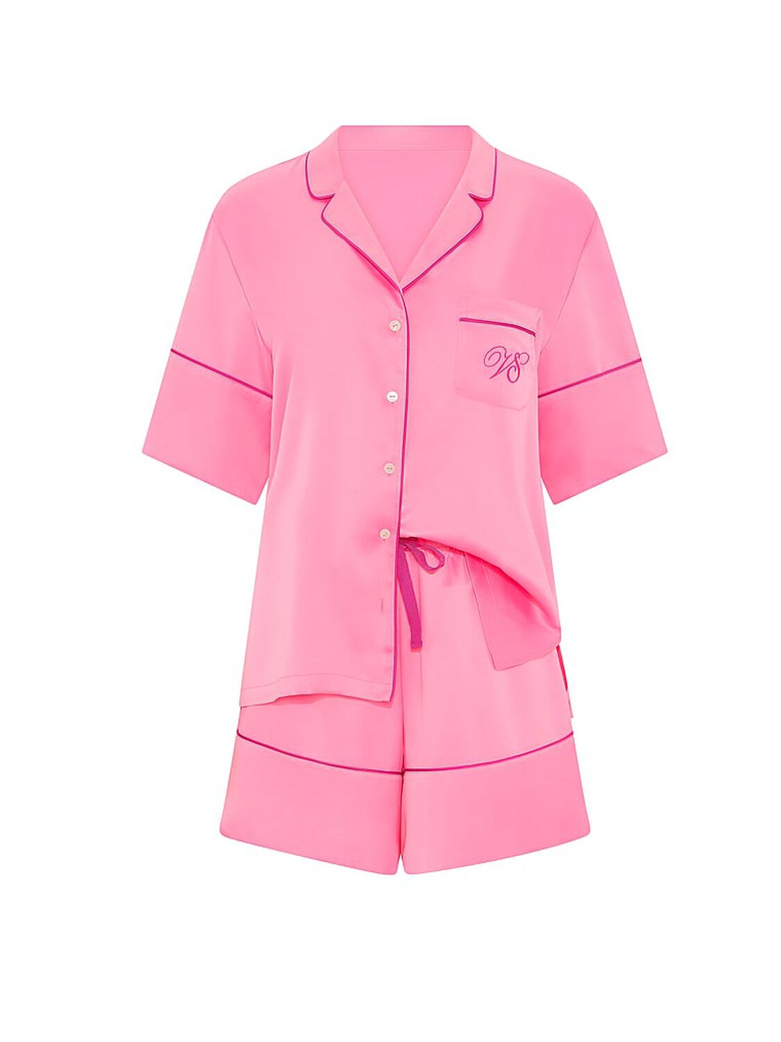 vs Victoria's Secret Signature Satin Short Pajama Set Sexy Little Pink 3 of 3 