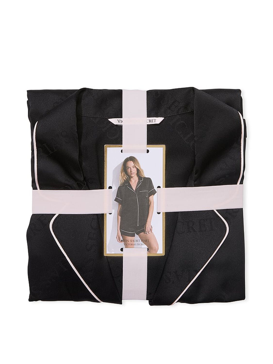 vs Victoria's Secret Glazed Satin Short Pajama Set Black 4 of 4 