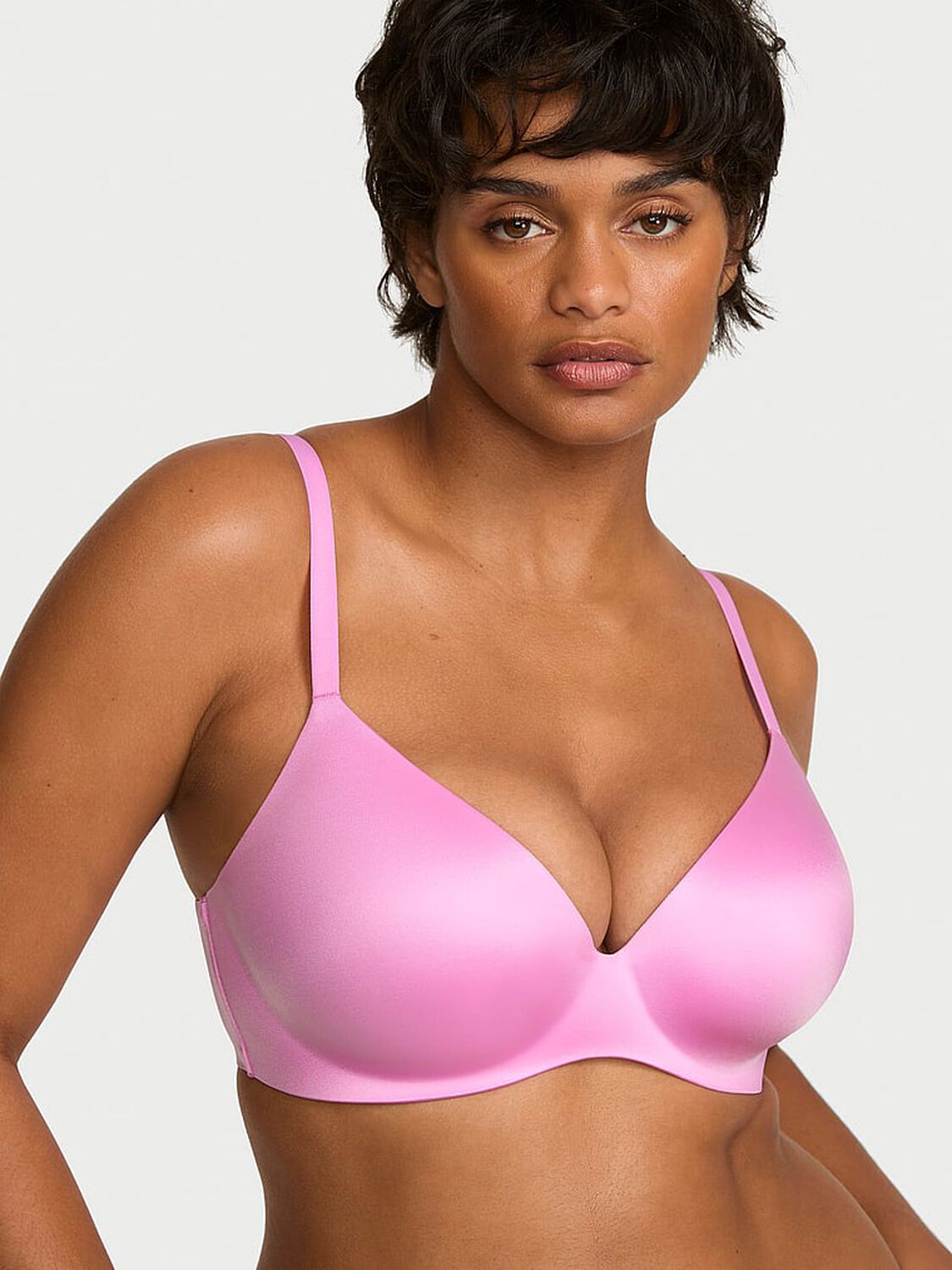 vs Body By Victoria FlexFactor Lightly Lined Plunge Demi Bra Pink Lilac 1 of 4 