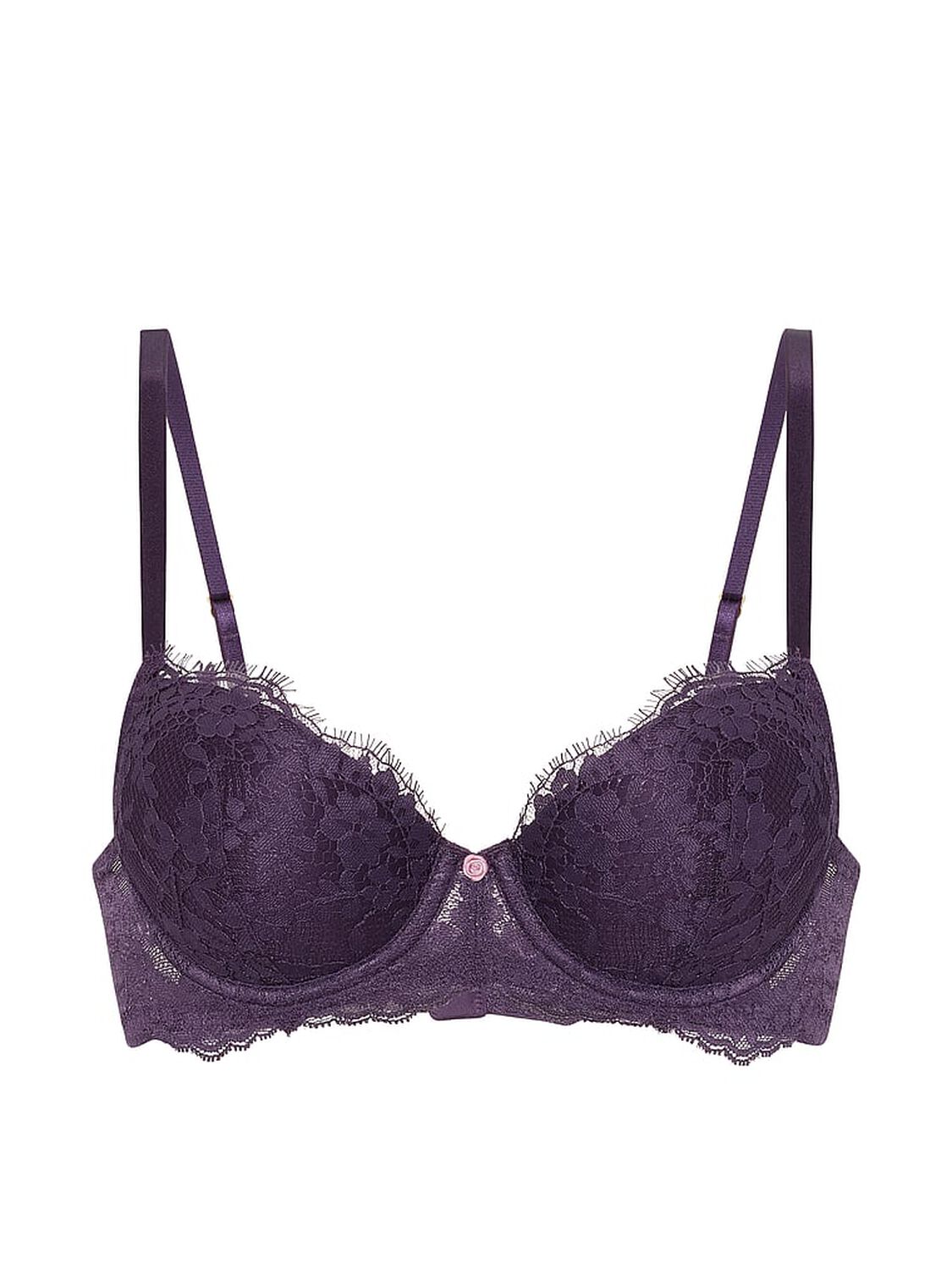 vs Dream Angels Lace Lightly Lined Classic Coverage Demi Bra Shadow Purple 3 of 3 