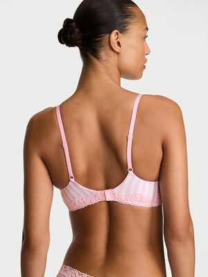 Cotton Lace-Trim Lightly Lined Balconette Bra