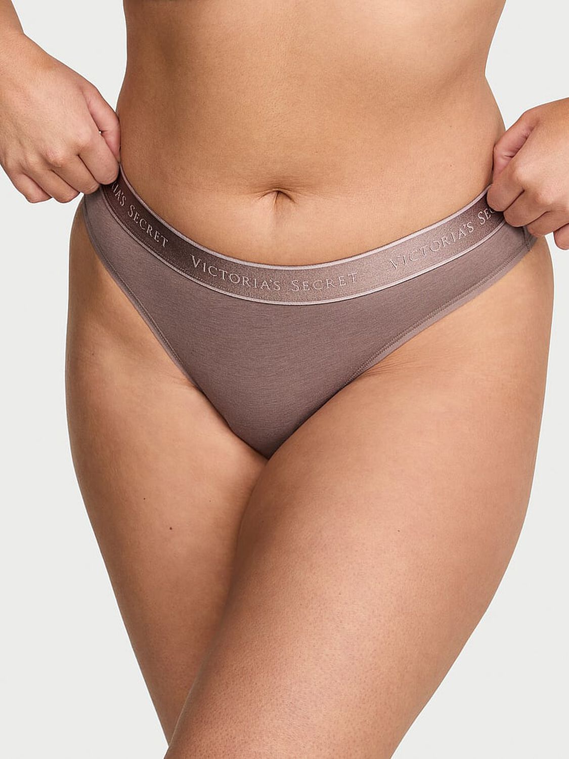 vs Cotton Logo Cotton Thong Panty Iced Coffee 1 of 2 