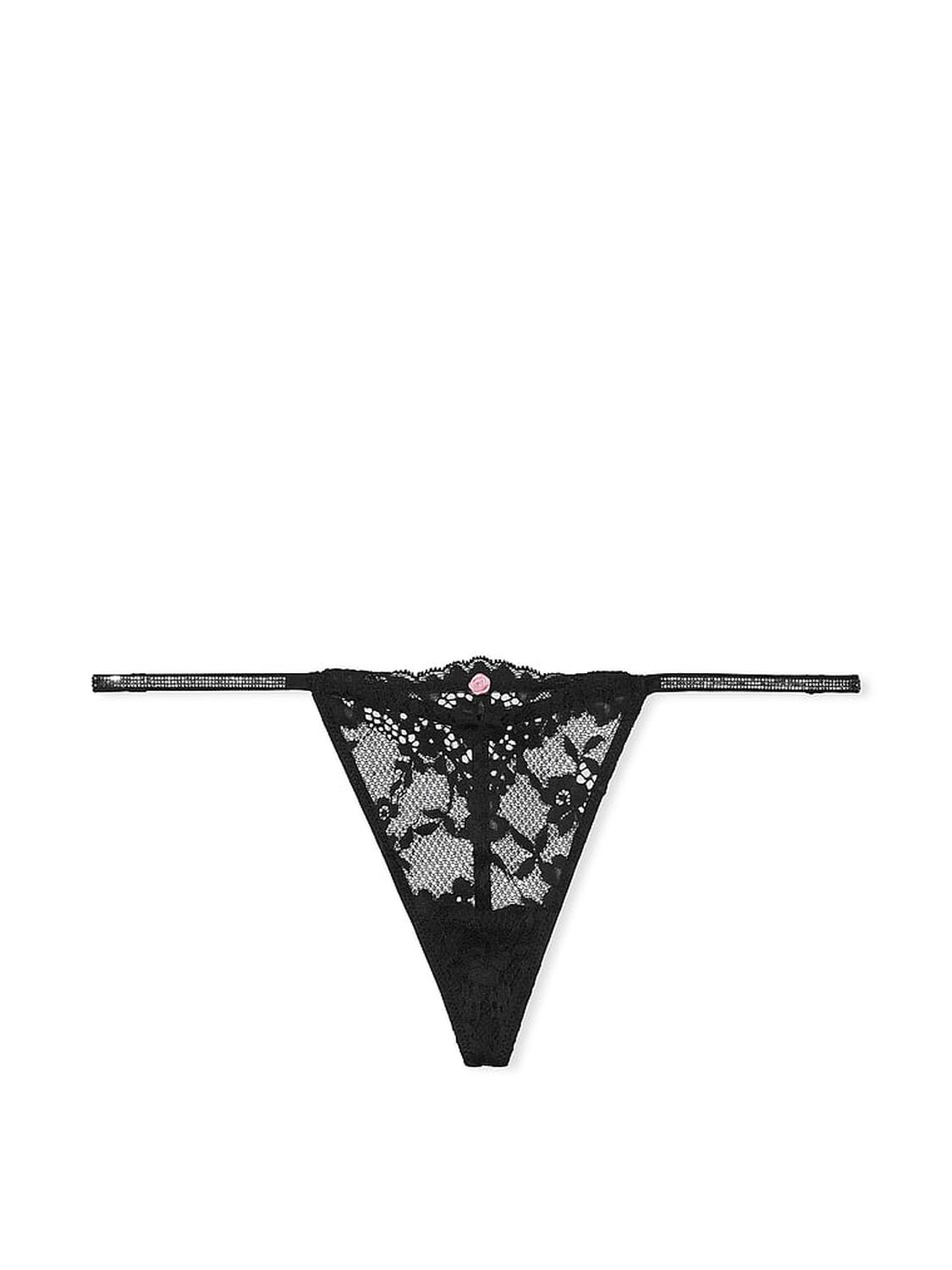 vs Dream Angels Twinkle Strap Lace V-String Panty Black 3 of 4 