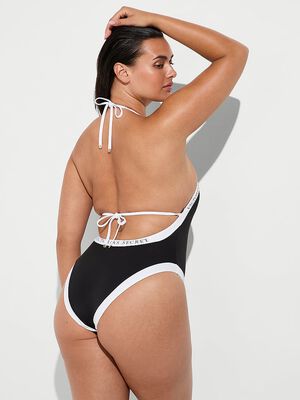 Iconic Logo Plunge One-Piece Swimsuit